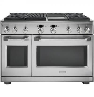 48"Monogram  Dual-Fuel Professional Range with 4 Burners, Grill, and Griddle (Natural Gas) - ZDP484NGPSS