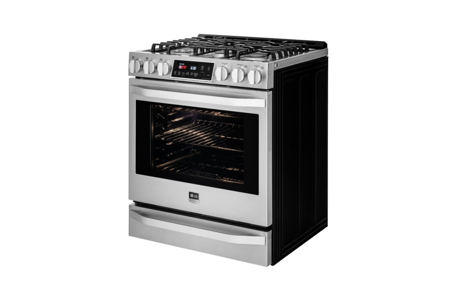 lg studio gas range black stainless