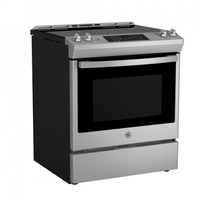 30" GE 5.2 Cu. Ft. Electric Slide-In Smooth Top Range in Stainless Steel - JCS830SVSS