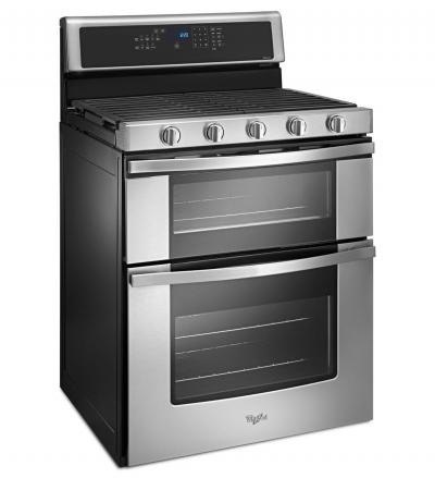 30" Whirlpool 6.0 Cu. Ft. Gas Double Oven Range With Center Oval Burner - WGG745S0FS