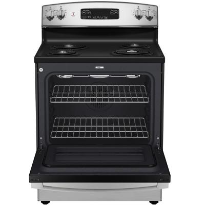 30" GE 5.0 Cu. Ft. Freestanding Electric Range in Stainless Steel - JCBS350SVSS