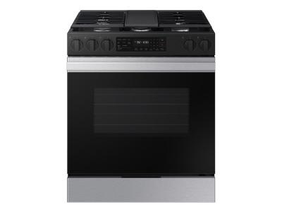 30" Samsung 6.0 Cu. Ft. Slide-in Gas Range with Fan Convection in Stainless Steel - NSG6DG8300SRAA