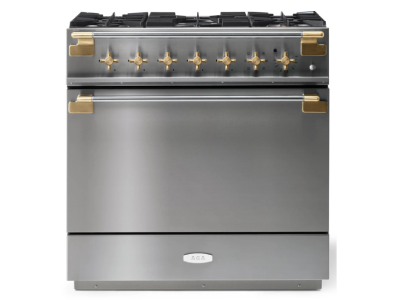 36" AGA Elise Series Freestanding Dual Fuel Range with Antique Brass Trim - AEL361DFABSS