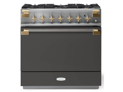 36" AGA Elise Series Freestanding Dual Fuel Range with Antique Brass - AEL361DFABSLT