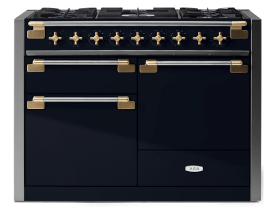 48" AGA Elise Series FreeStanding Dual Fuel Range with Brass Accents - AEL481DFABBLK