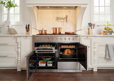 48" AGA Elise Series FreeStanding Dual Fuel Range with Brass Accents - AEL481DFABSTB