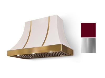 48" AGA Cascade Concave Wall Mount Hood with Cranberry and Brushed Nickel Trim - AH4830CAC-CNB-BN