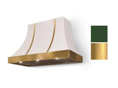 48" AGA Cascade Concave Wall Mount Hood with Cornwall Green and Brushed Brass Trim - AH4830CAC-CWG-BB