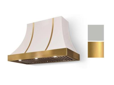 48" AGA Cascade Concave Wall Mount Hood with Stainless Steel and Brushed Brass Trim - AH4830CAC-SS-BB