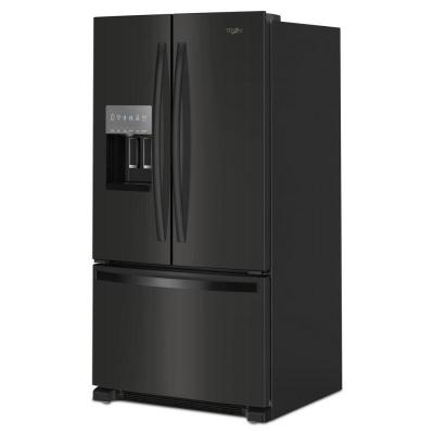 36" Whirlpool 25.2 Cu. Ft. French Door Bottom Mount Refrigerator in Black - WRFF3436RB