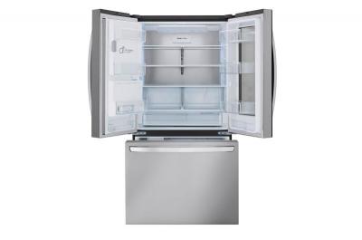 36" LG 26 Cu. Ft. French 3-Door Mirror InstaView Counter-Depth MAX Refrigerator with Ice and Water Dispenser - LLFOC2606S