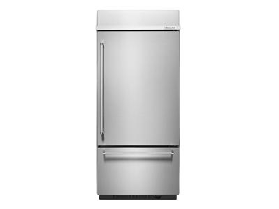 36" KitchenAid 20.9 Cu. Ft.  Built-In Stainless Bottom Mount Refrigerator with Platinum Interior Design - KBBR306ESS