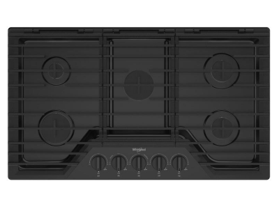 36" Whirlpool Gas Cooktop with EZ-2-Lift™ Hinged Cast-Iron Grates - WCGK5036PB