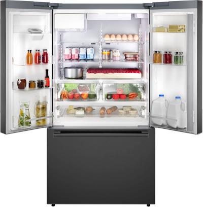 36" Bosch 500 Series French Door Bottom Mount Refrigerator in Black Stainless Steel - B36FD52SNB