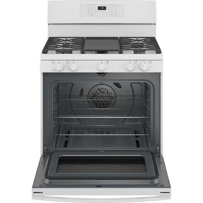 30" GE 5.0 Cu. Ft. Freestanding Gas Convection Range With No Preheat Air Fry In White - JCGB735DPWW